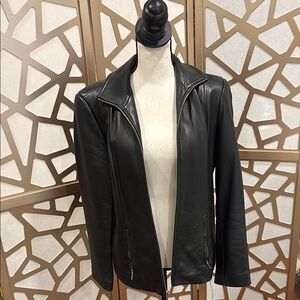 Valerie Stevens New Zealand Lambskin Black Leather Jacket